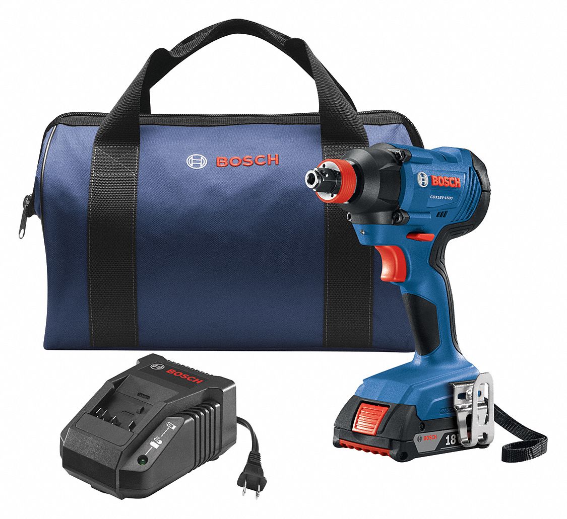 BOSCH Cordless, Impact Driver, 1/2 in Square, 1/4 in Hex, 18V DC, 1,600 inlb Max. Torque