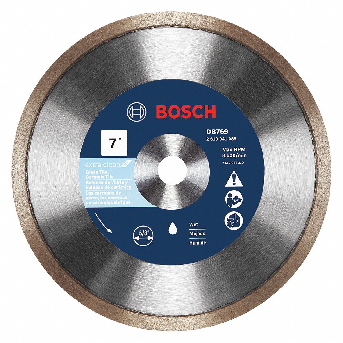 BOSCH, 7 in Blade Dia., 5/8 in Arbor Size, Diamond Saw Blade - 499K87