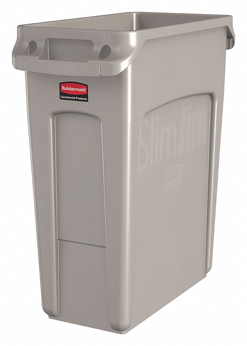 RUBBERMAID COMMERCIAL PRODUCTS 16 gal Rectangular Trash Can, Plastic