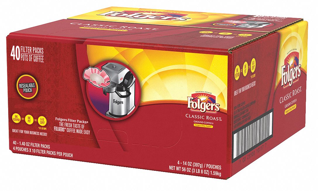 FOLGERS Coffee Caffeinated, Classic Roast, Filter Pack, 1.4 oz Pack Wt