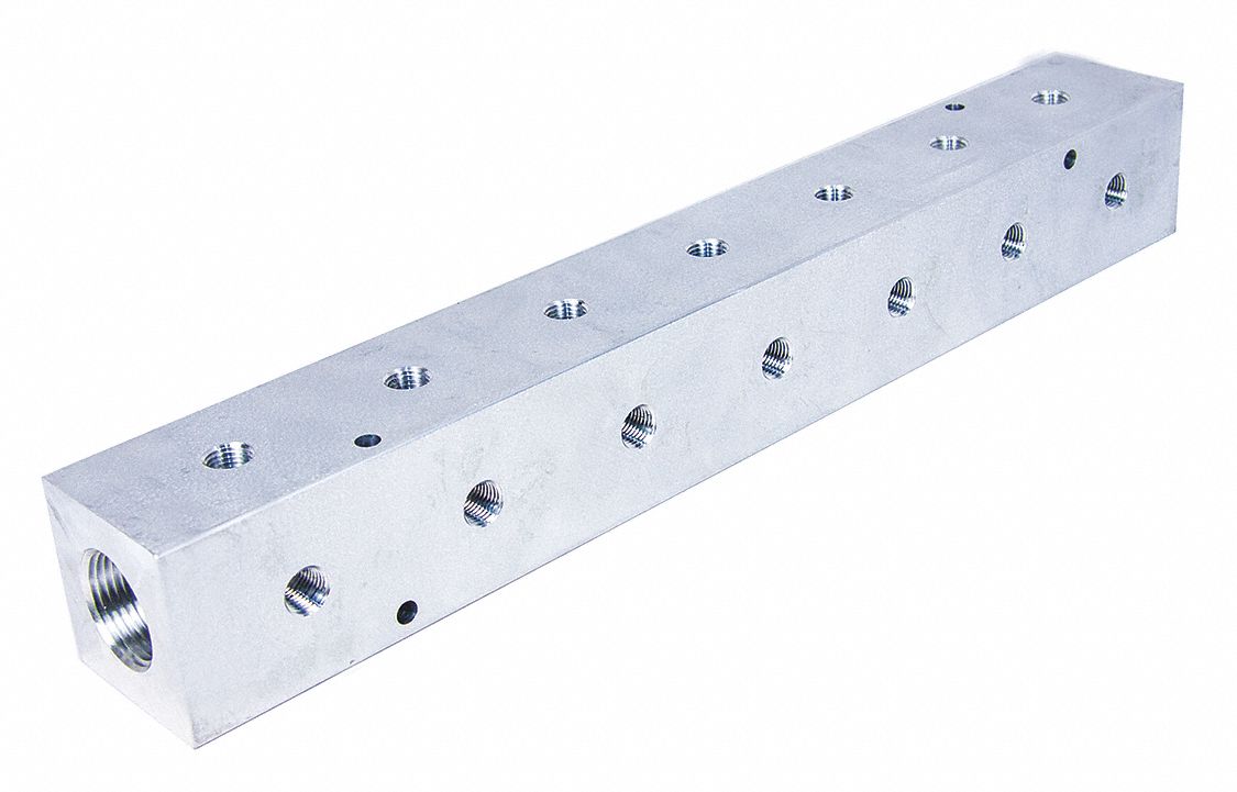 RightAngle, 6061 Aluminum, Manifold 49AV82M40500790 Grainger
