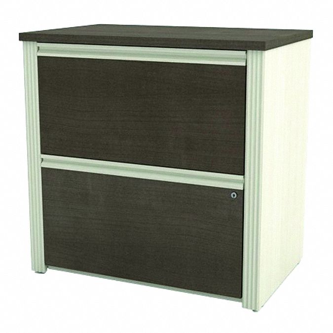 BESTAR Lateral File 2 Drawers or Bins, White/Chocolate