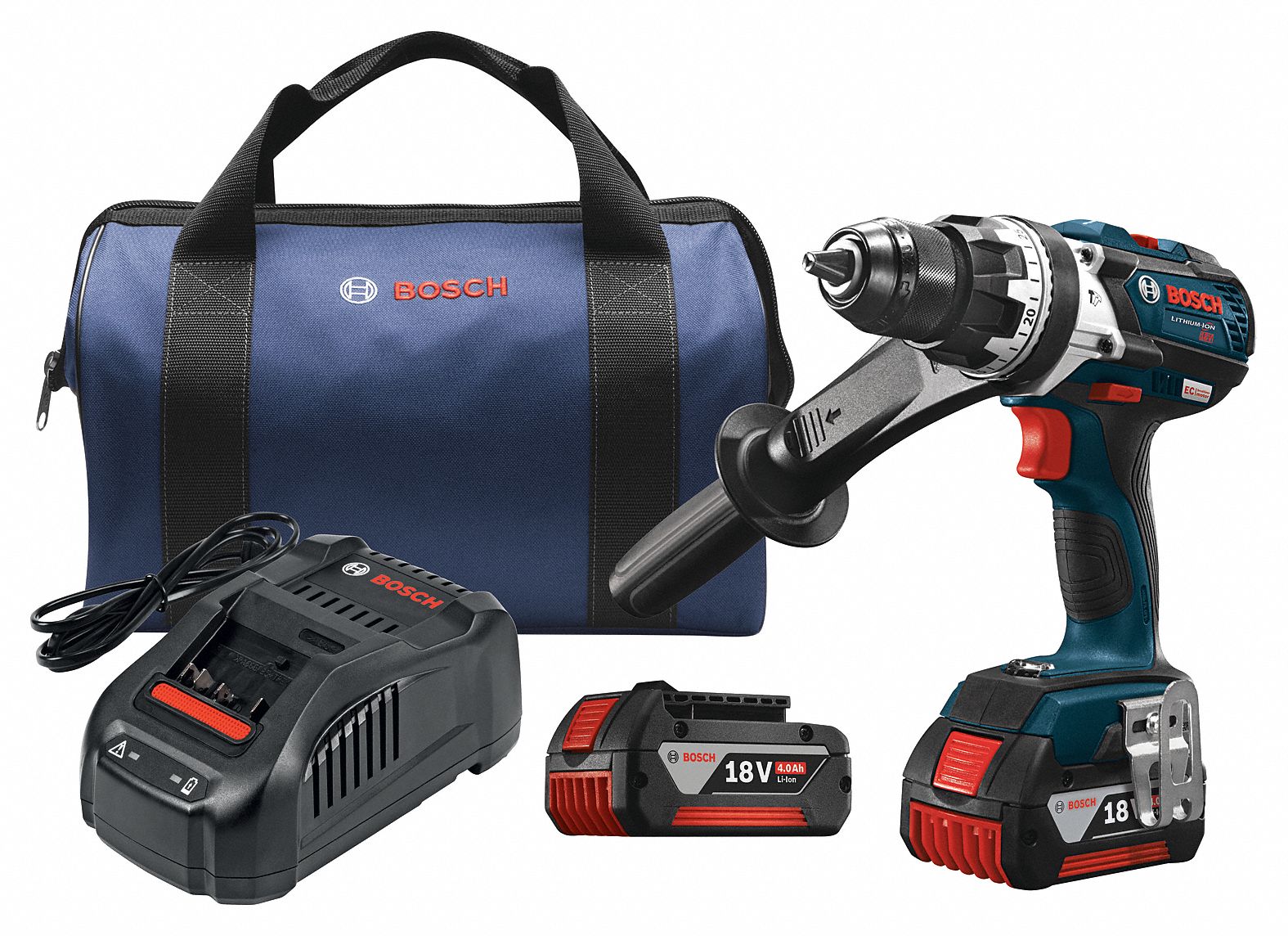 BOSCH 1/2 in Cordless Hammer Drill, 18.0 V Voltage, Battery Included 49AX76HDH18301 Grainger
