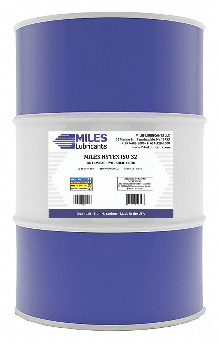 MILES LUBRICANTS Mineral Hydraulic Oil, 55 gal Drum, ISO Viscosity