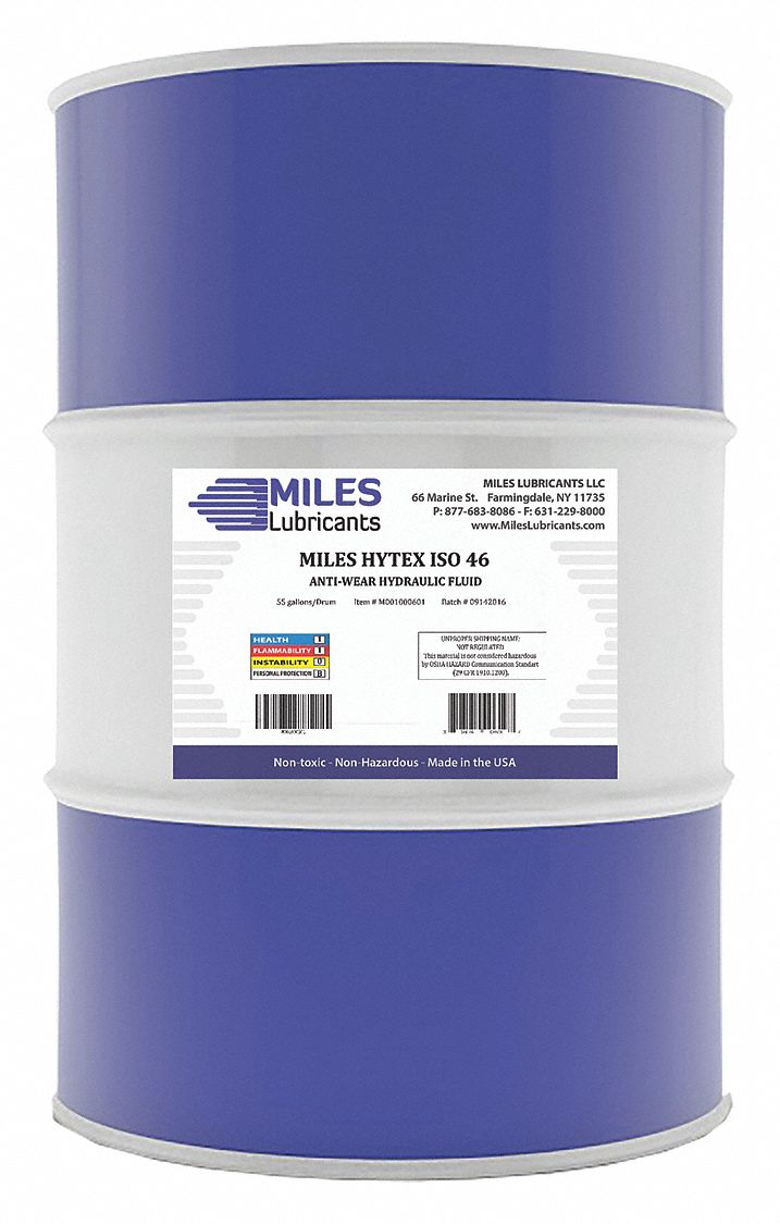 MILES LUBRICANTS, Hytex, 55 gal, Hydraulic Oil 49CL21M001000601