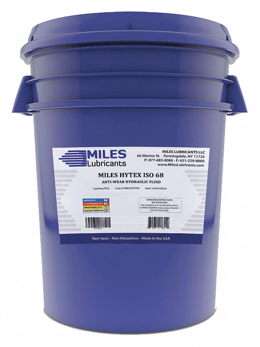 MILES LUBRICANTS Hydraulic Oil Mineral, 5 gal, Pail, ISO Viscosity