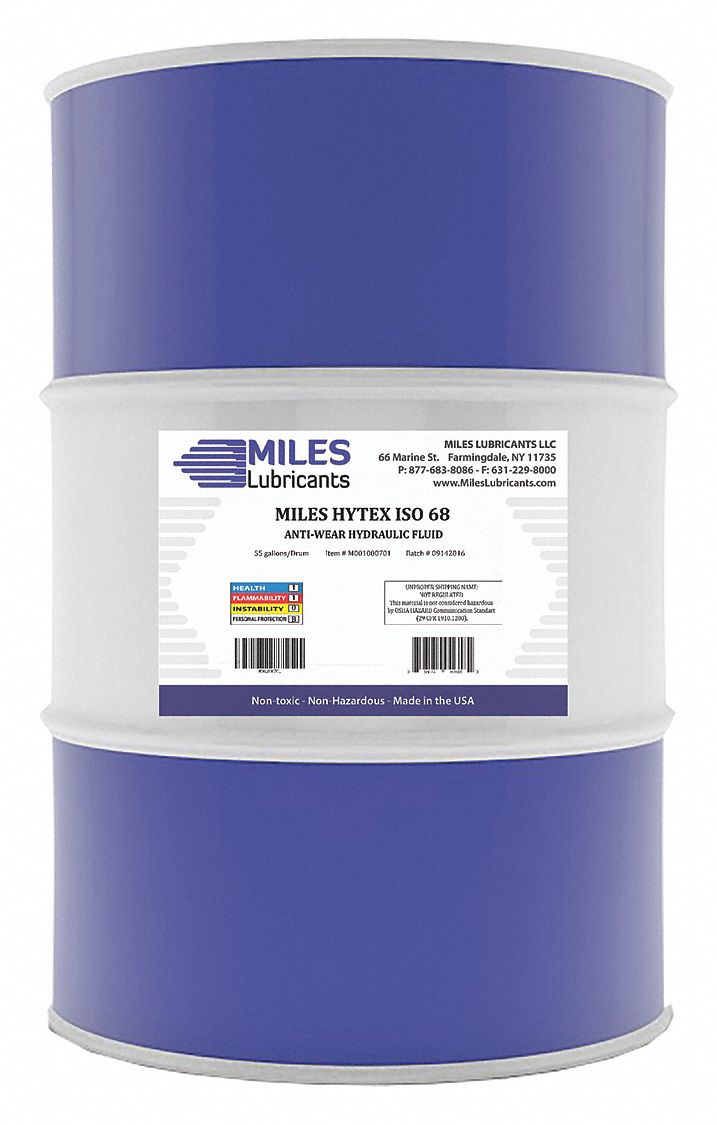 MILES LUBRICANTS Mineral Hydraulic Oil, 55 gal Drum, ISO Viscosity