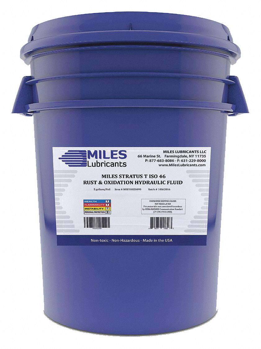 MILES LUBRICANTS Mineral R&O Oil, 5 gal Pail, ISO Viscosity Grade 46