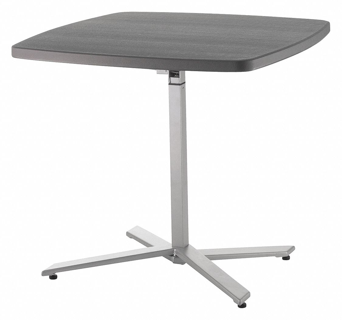 NATIONAL PUBLIC SEATING Square Bistro Table, Charcoal, Height 30 in to