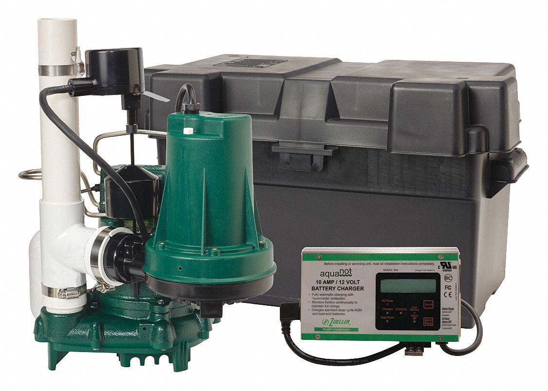 ZOELLER Sump/Battery BackUp System, 3/10 (Primary); 1/3 (Secondary) HP