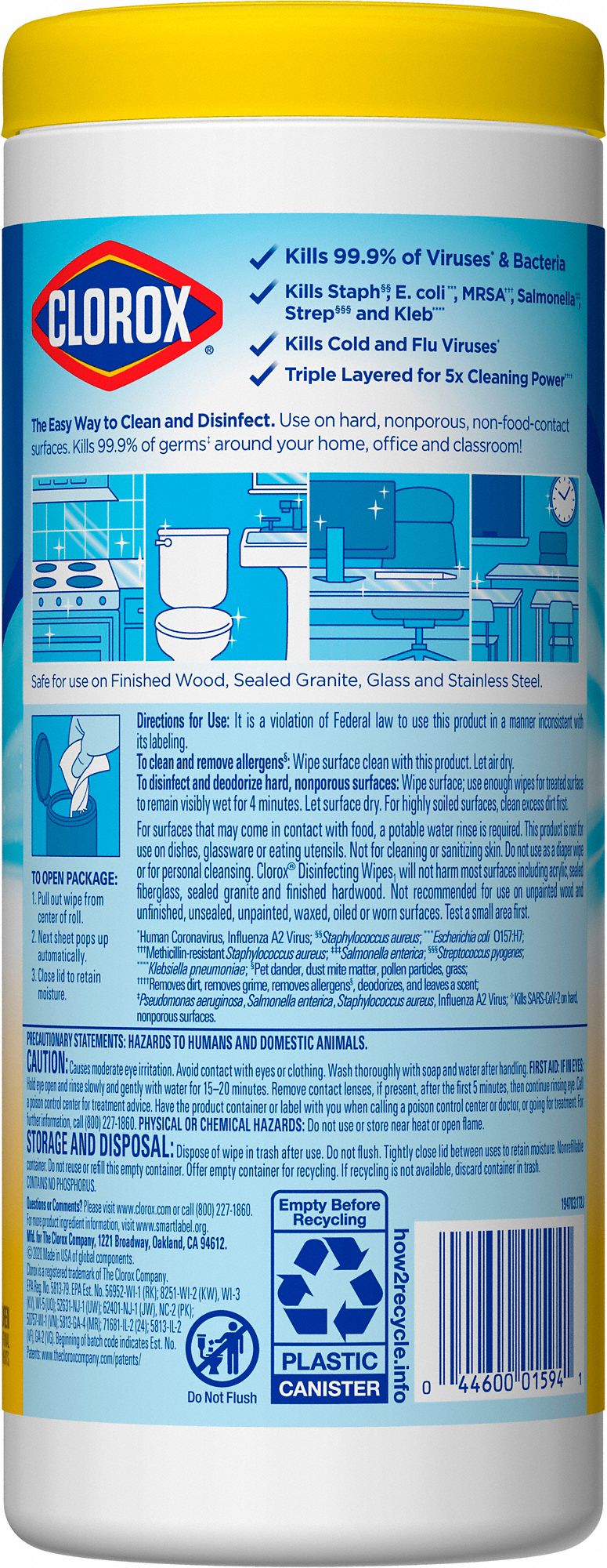 CLOROX Disinfecting Wipes Canister, 35 ct Container Size, Ready to Use