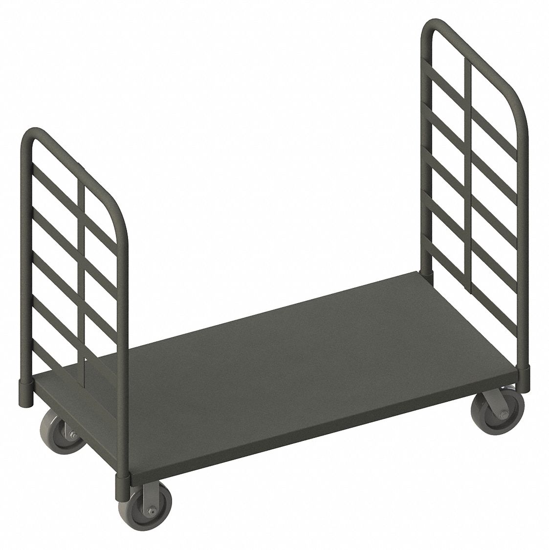 2,000 lb Load Capacity, Rubber, DualHandle SteelDeck Platform Truck