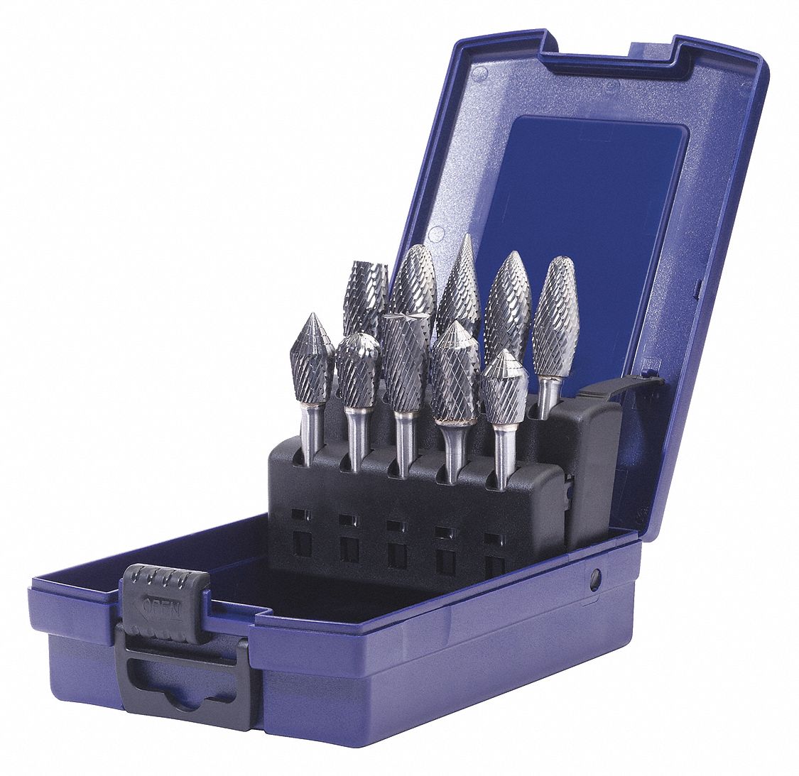 SGS PRO Carbide Bur Set, Double Cut, 1/4 Shank Size (In.), Number of
