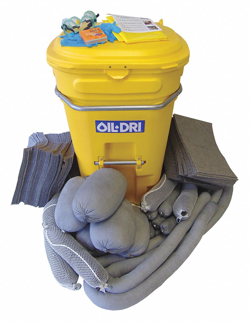 OILDRI Spill Kit, Universal, Gray 49EL44L90595 Grainger