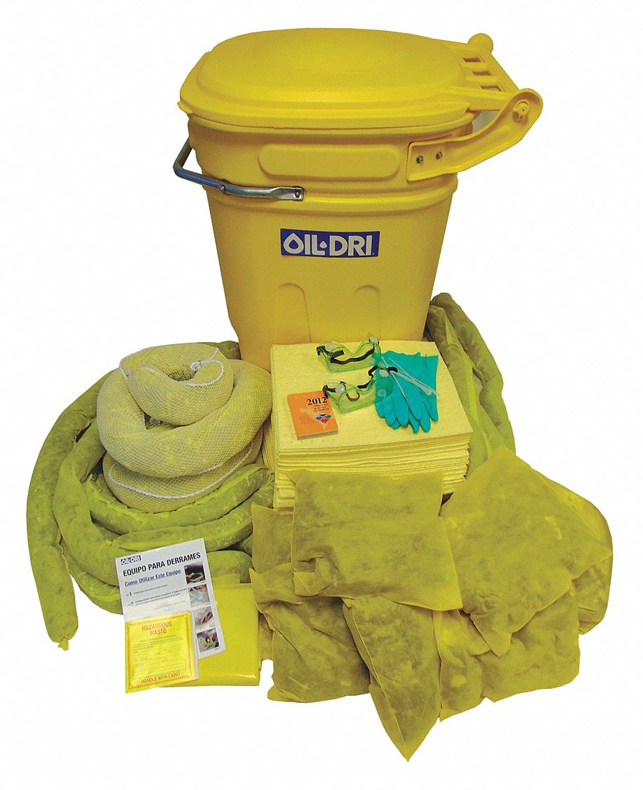 OILDRI Spill Kit, Universal, Yellow 49EL48L90495 Grainger