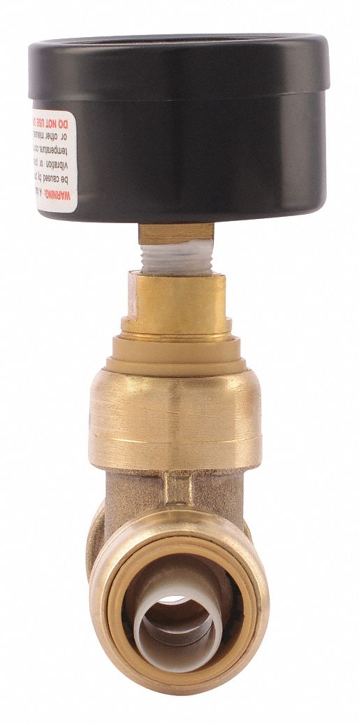 SHARKBITE Pressure Gauge, Tube Fitting Material DZR Brass, Fitting