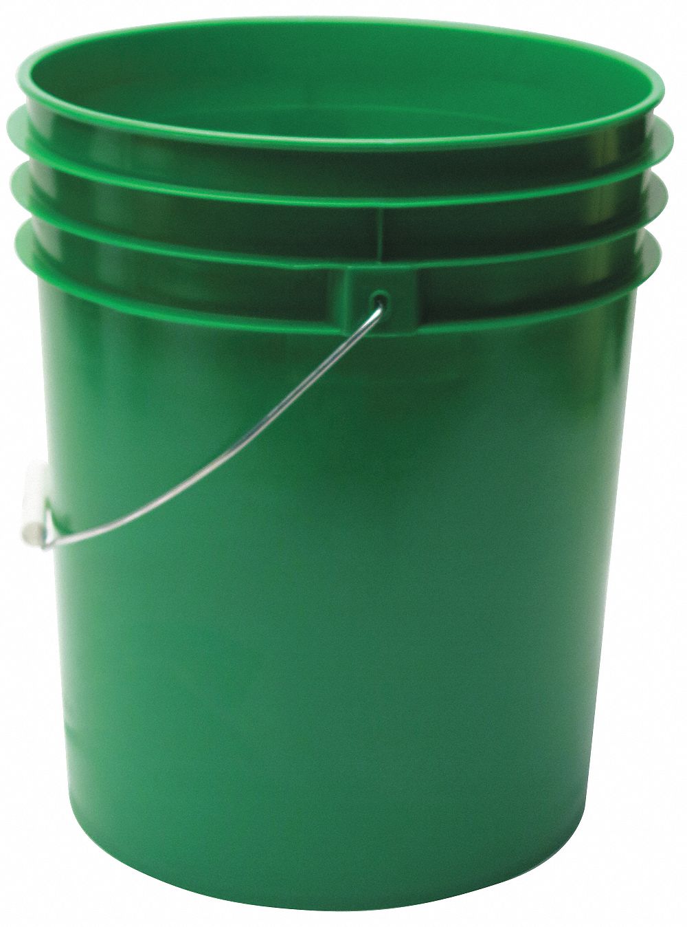 GRAINGER APPROVED 5.0 gal High Density Polyethylene Round Pail, Green 49EN60ROP2150GRM