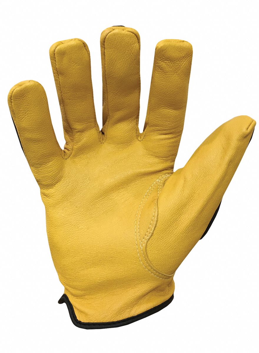 IRONCLAD Leather Gloves XL ( 10 ), Drivers Glove, Goatskin, Std, ANSI Cut Level A4, Full, 1 PR