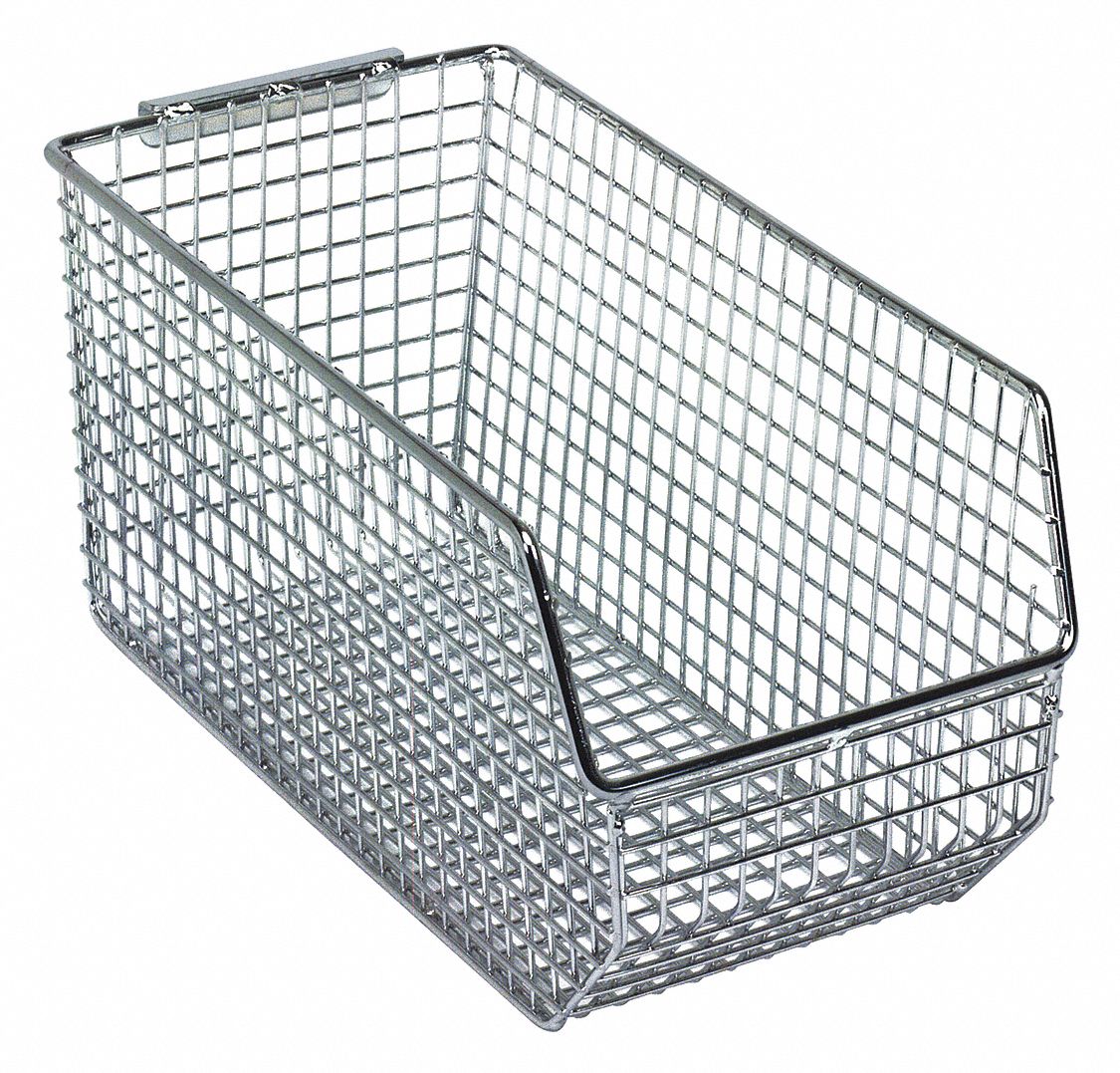 QUANTUM STORAGE SYSTEMS Hang and Stack Bin, Chrome, 10 3/4 in Outside