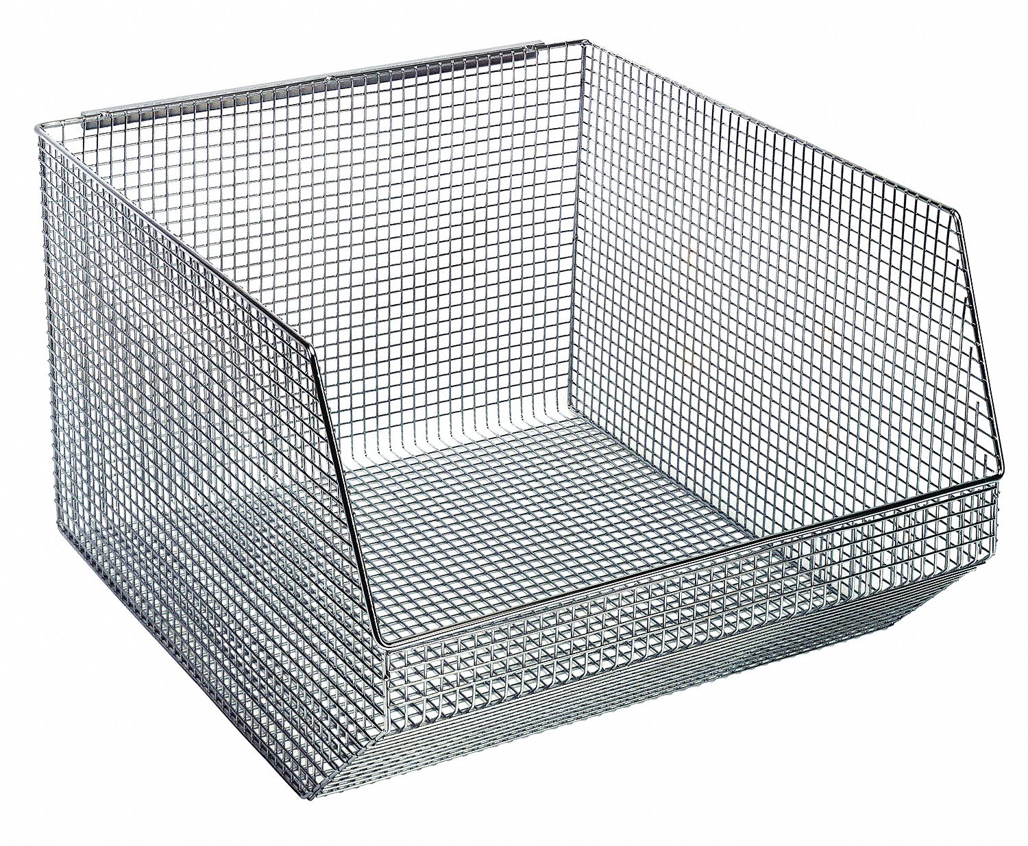 QUANTUM STORAGE SYSTEMS Hang and Stack Bin, Chrome, 18 1/2 in Outside