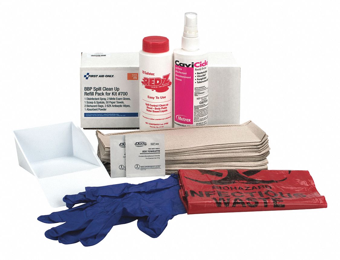 Spill Clean Up Pack, Bloodborne Pathogen Kit Refill 49H354702 Grainger