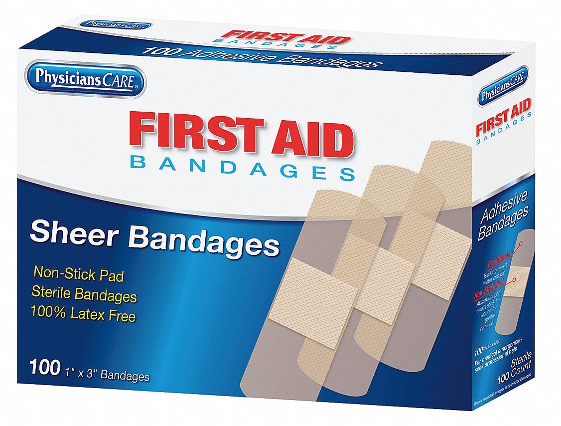 FIRST AID ONLY, Strip Bandages, 1 in Wd, Adhesive Bandage 49H391