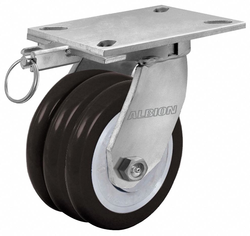 Plate Caster, Swivel, Polyurethane, 3850 lb, 8 in Wheel Dia. Grainger