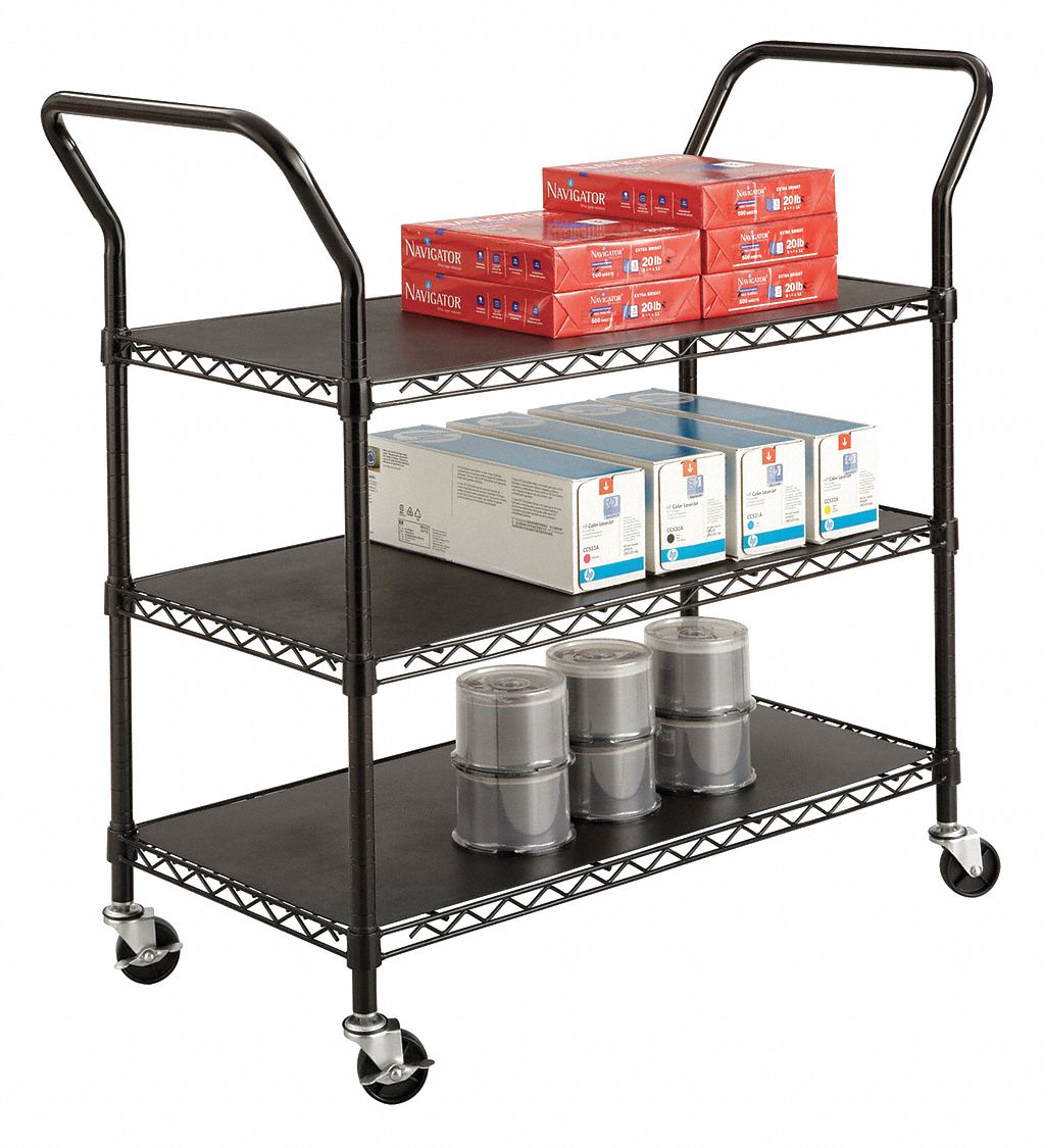 Wire Utility Cart , 600 lb Load Capacity, Number of Shelves 3 Grainger