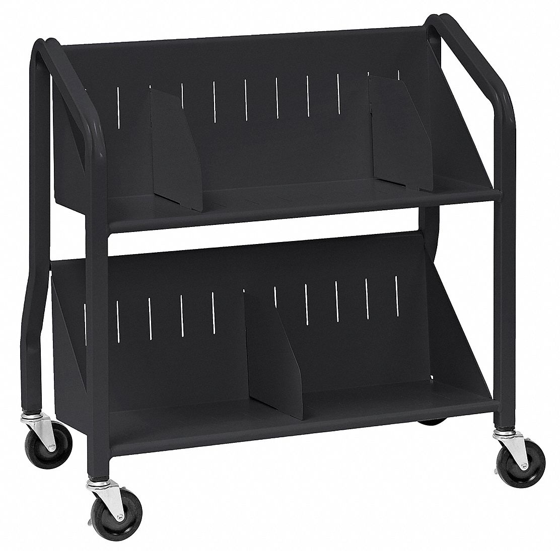 BUDDY PRODUCTS, Single Sided, Black, Book Cart 49J47354134 Grainger
