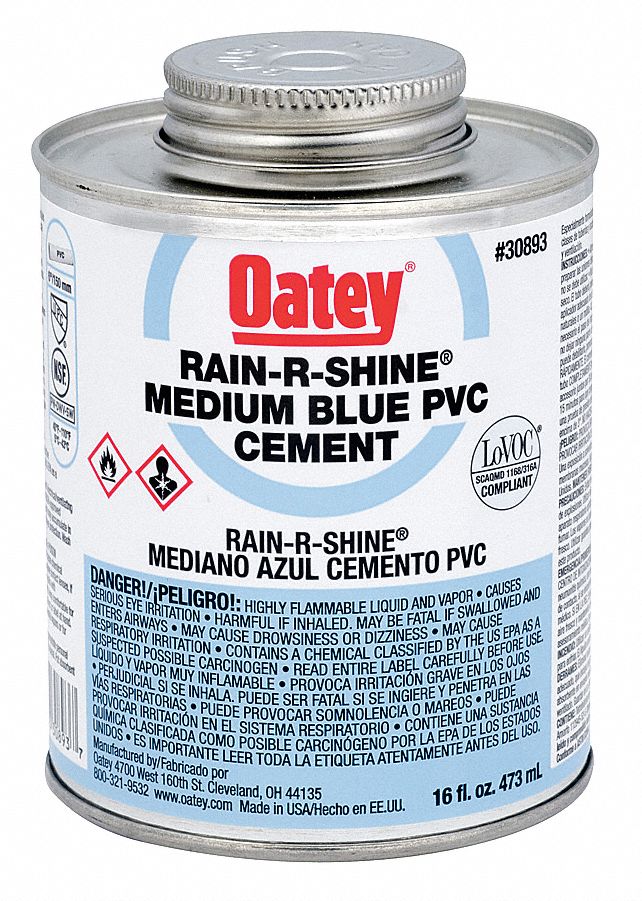 Oatey Blue Solvent Cement Pvc Medium Bodied Size 16 For Use With