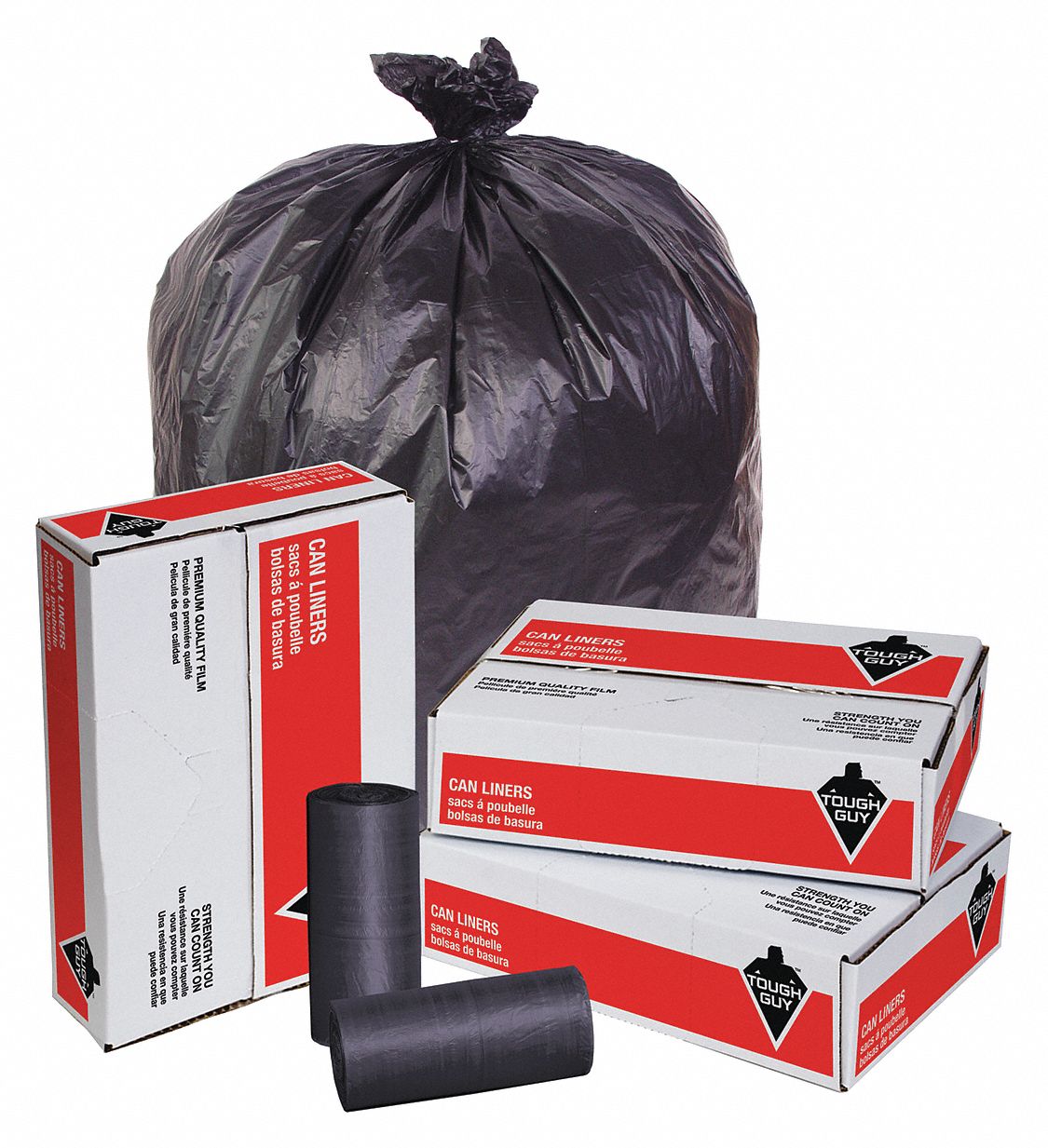 TOUGH GUY Trash Bags, 60 gal., Black, PK150 49P43649P436 Grainger