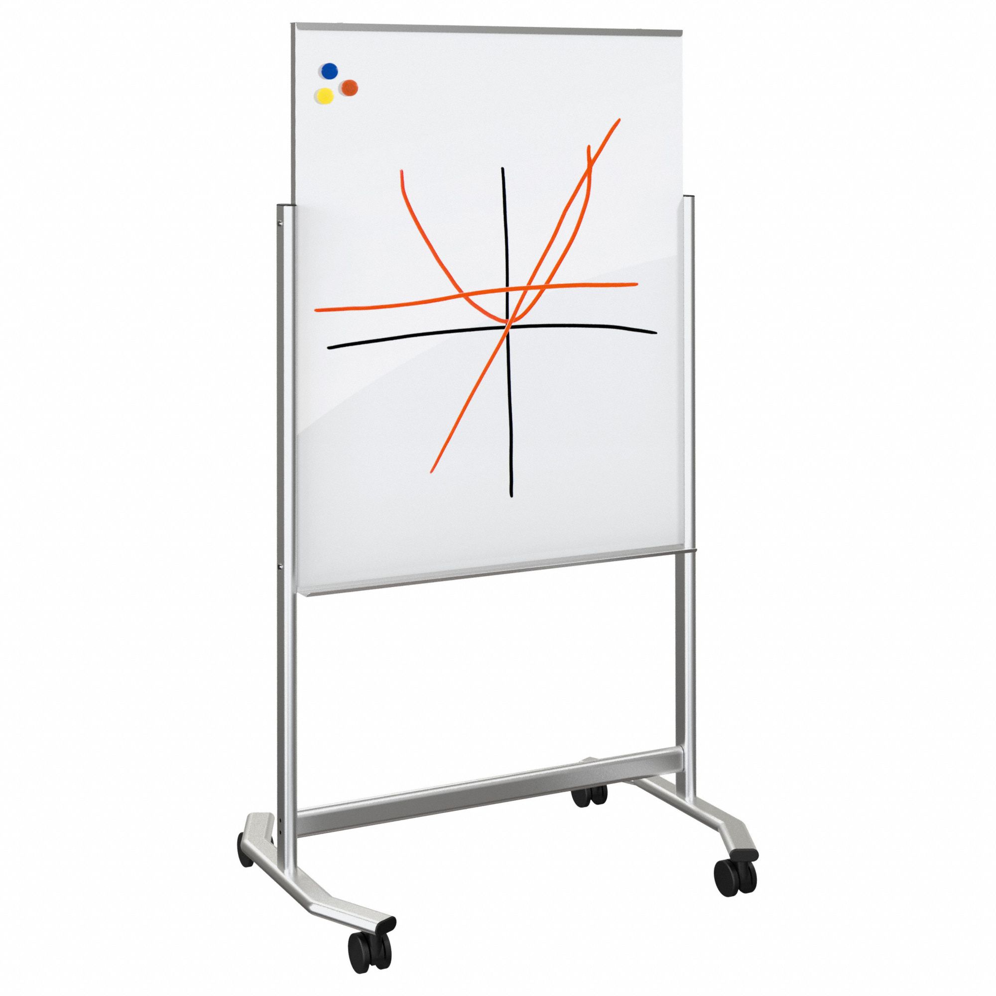 BESTRITE Dry Erase Board Mobile/Casters, 48 in Dry Erase Ht, 36 in