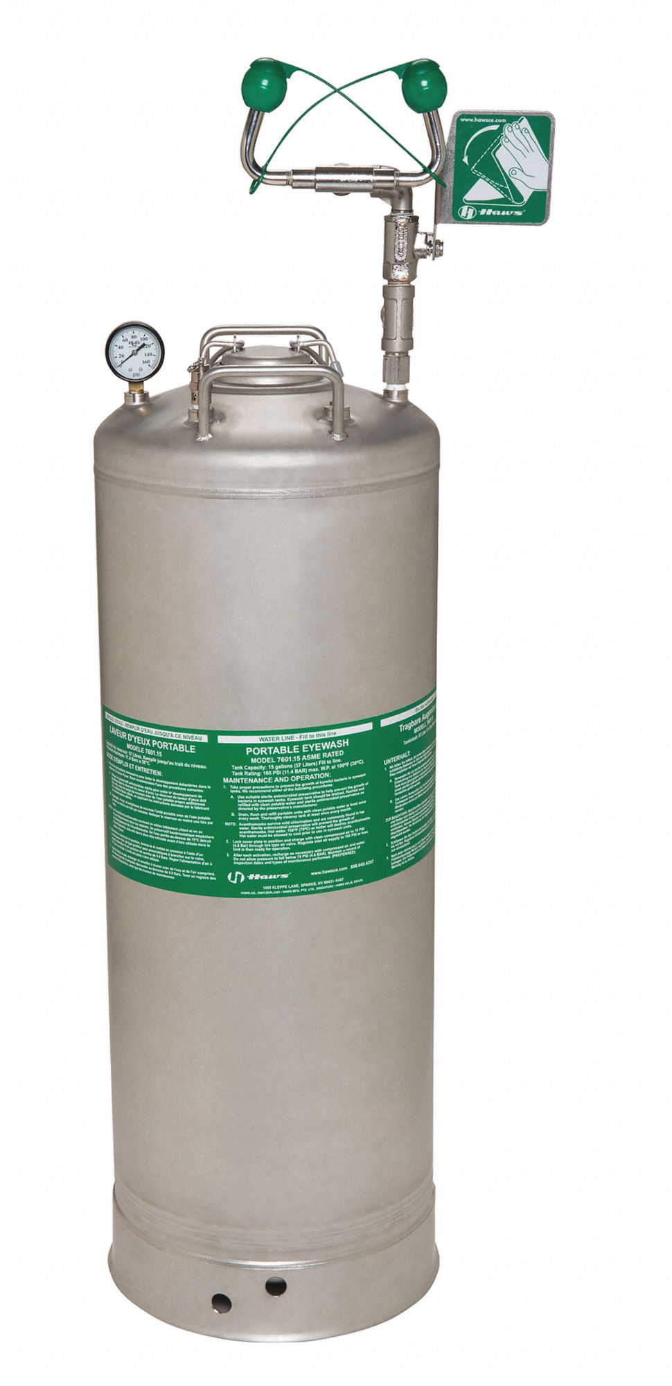 HAWS Portable AirCharged Emergency Eyewash, 15.0 gal Eye Wash Tank