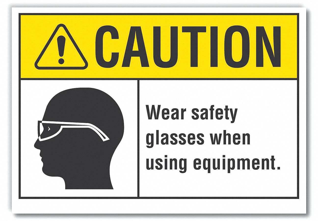 Brady 83853 Self Sticking Polyester Wear Safety Glasses When Using