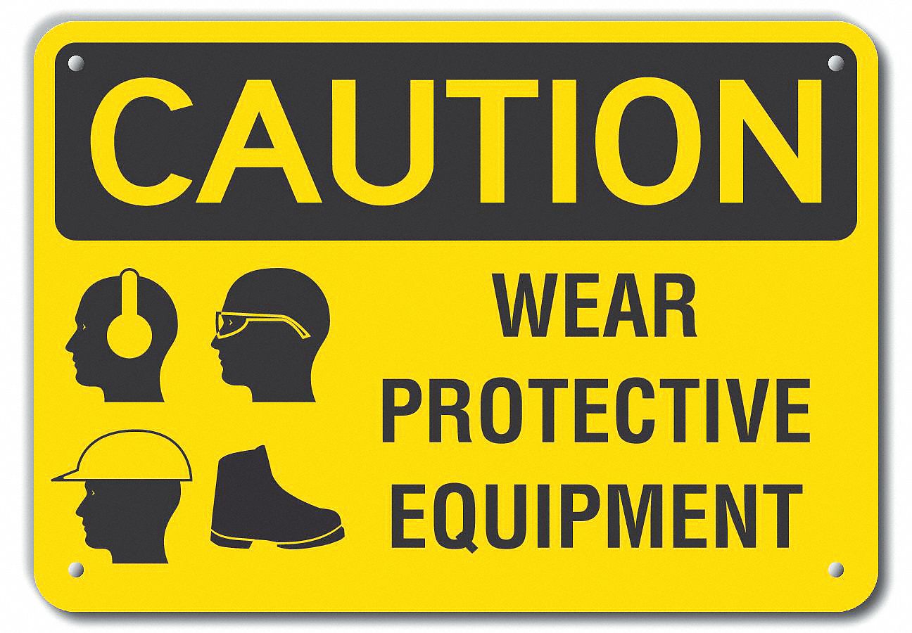 LYLE Caution Sign, Wear Protective Equipment, Sign Header Caution