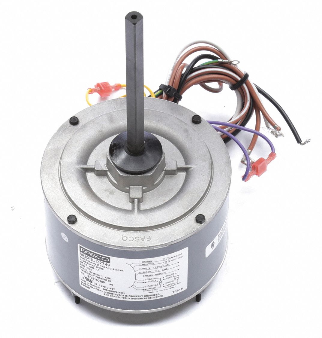 FASCO Condenser Fan Motor, 1/4 HP, Permanent Split Capacitor, Nameplate