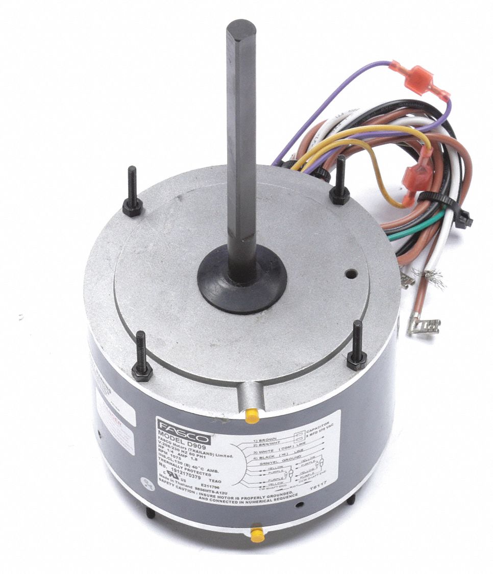 FASCO Condenser Fan Motor, 1/4 HP, Permanent Split Capacitor, Nameplate