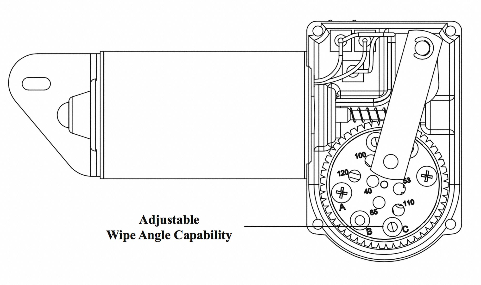 AUTOTEX Wiper Motor 24 V Volt, 3 1/2 in, WWF Series,