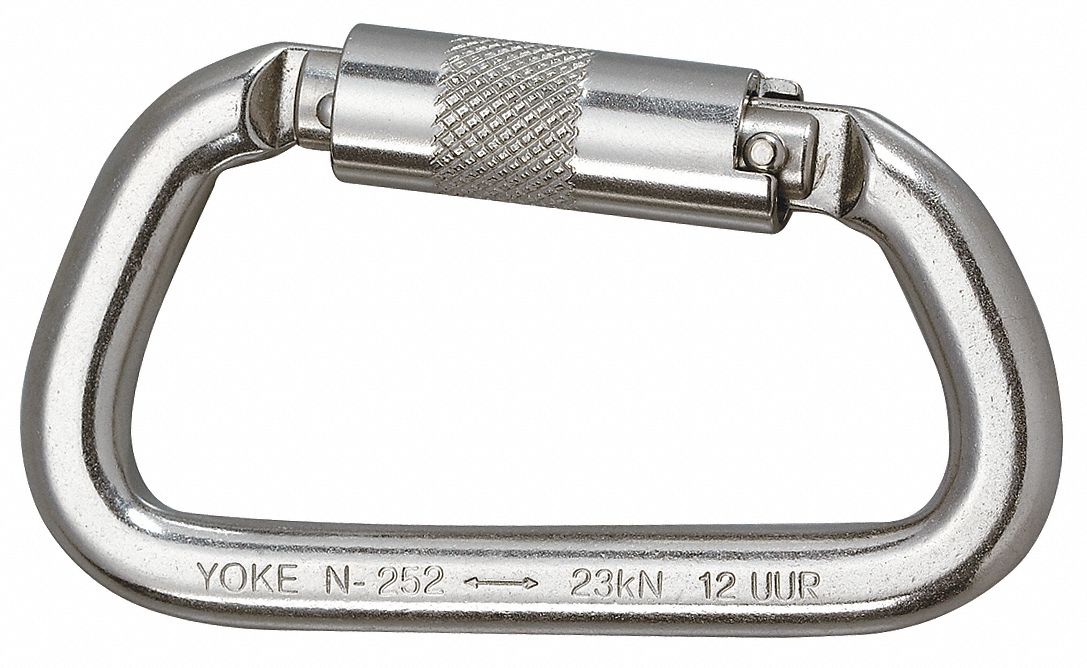 HONEYWELL MILLER Carabiner, OffsetD Carabiner Shape, Silver, 5,000 lb