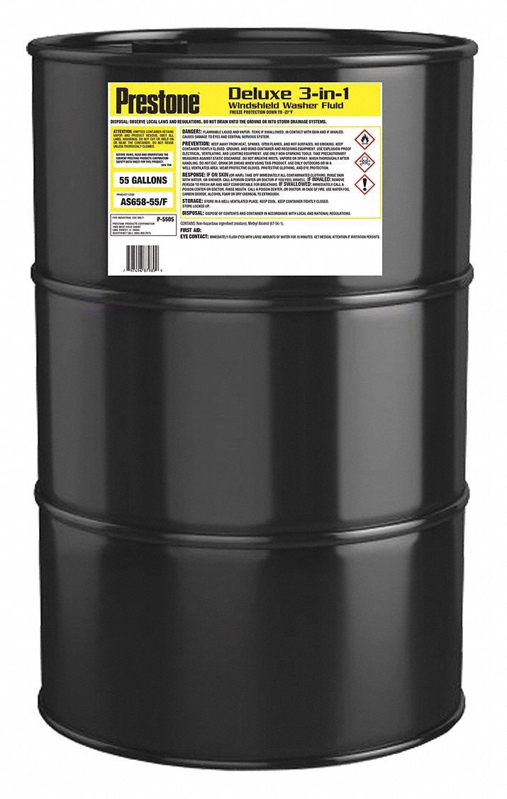 PRESTONE Windshield Washer, 55 gal. Size, Drum 49XW66AS65855 Grainger