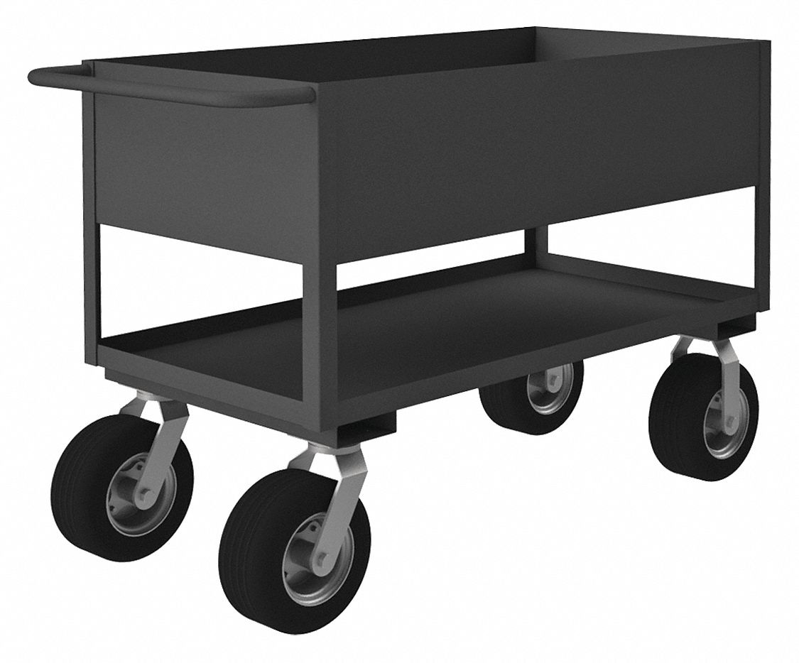 GRAINGER APPROVED Steel Flat Handle Deep Shelf Utility Cart, 1200 lb