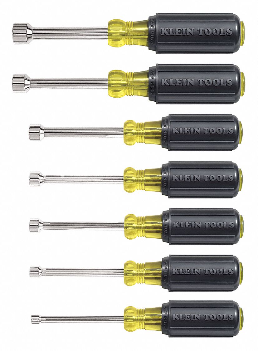 KLEIN TOOLS, SAE, 6 3/4 in to 7 5/16 in, Hollow Shank Nut Driver Set 4A843631 Grainger