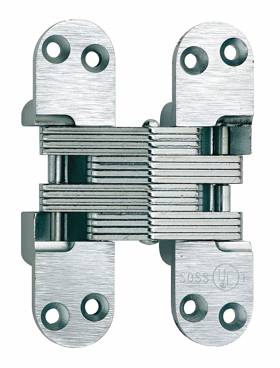 SOSS Concealed Hinge with Satin Chrome Finish, Full Mortise Mounting
