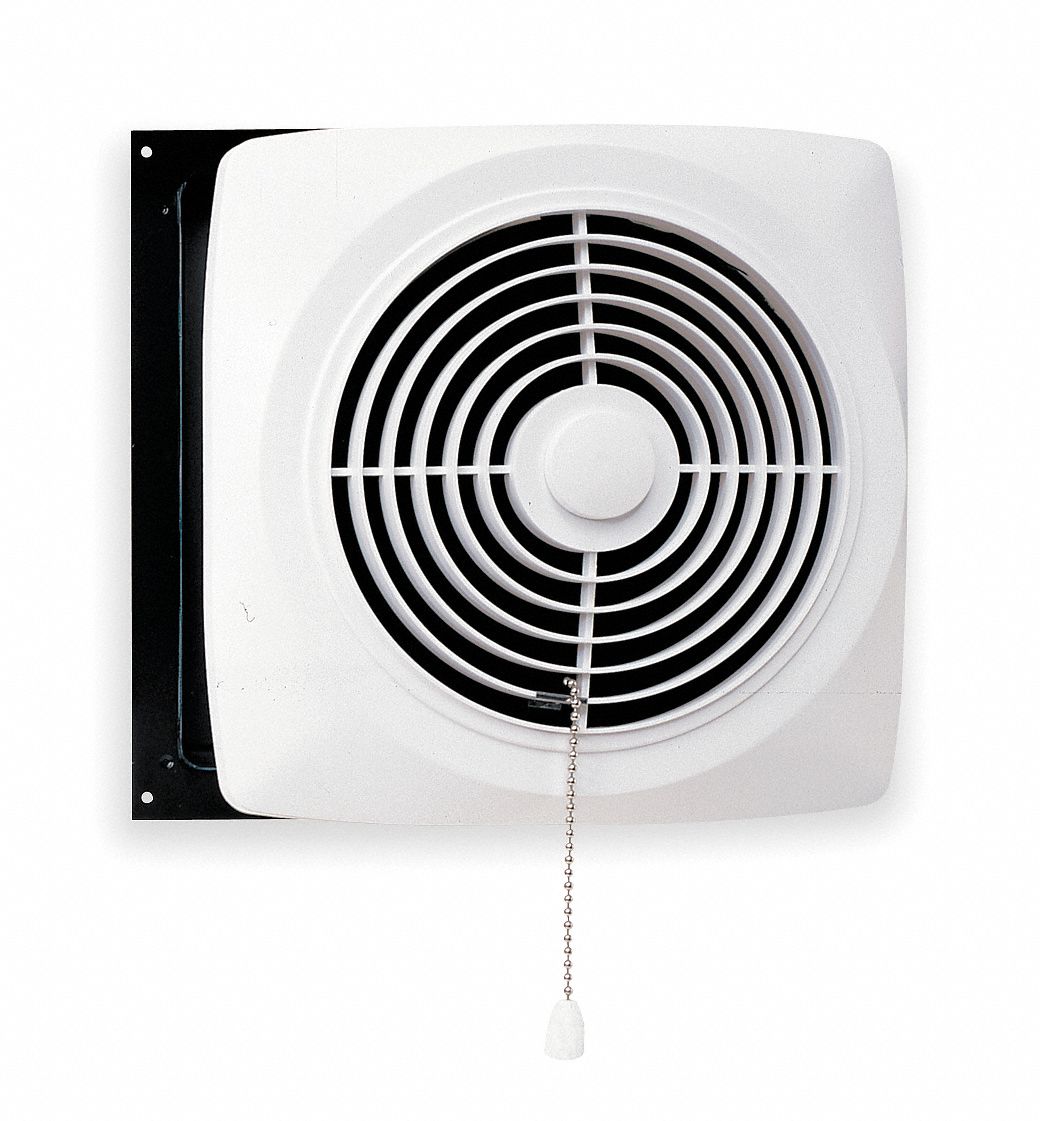 BROAN Exhaust Fan, Kitchen, Wall, Chain Operated, Steel, Adj 41/2 to 91/2 in Housing Length