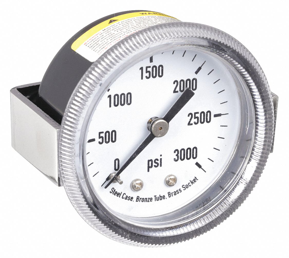 GRAINGER APPROVED Pressure Gauge, 0 to 3000 psi Range, 1/8