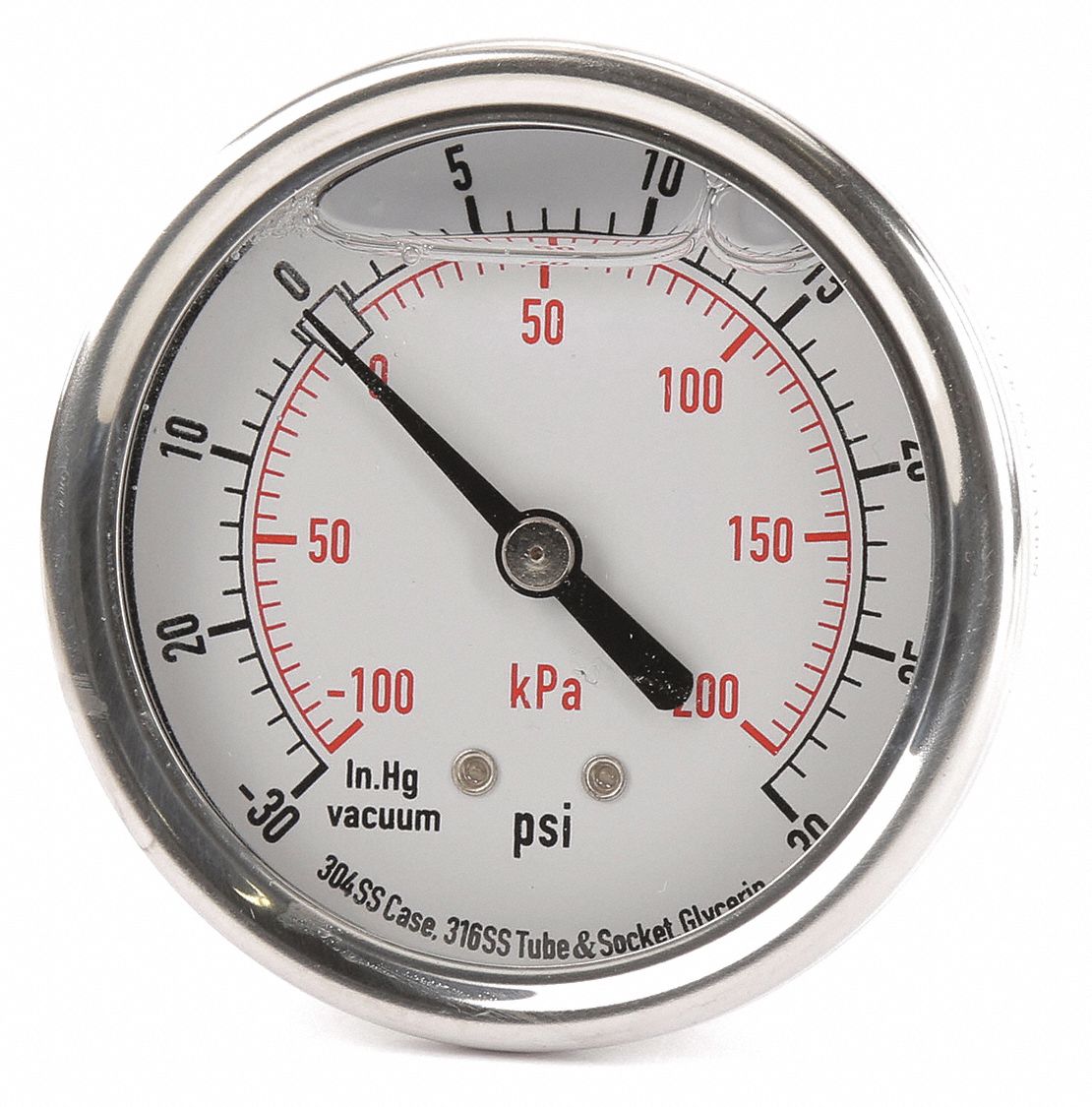 GRAINGER APPROVED Compound Gauge, 100 kPa Vac to 200 kPa