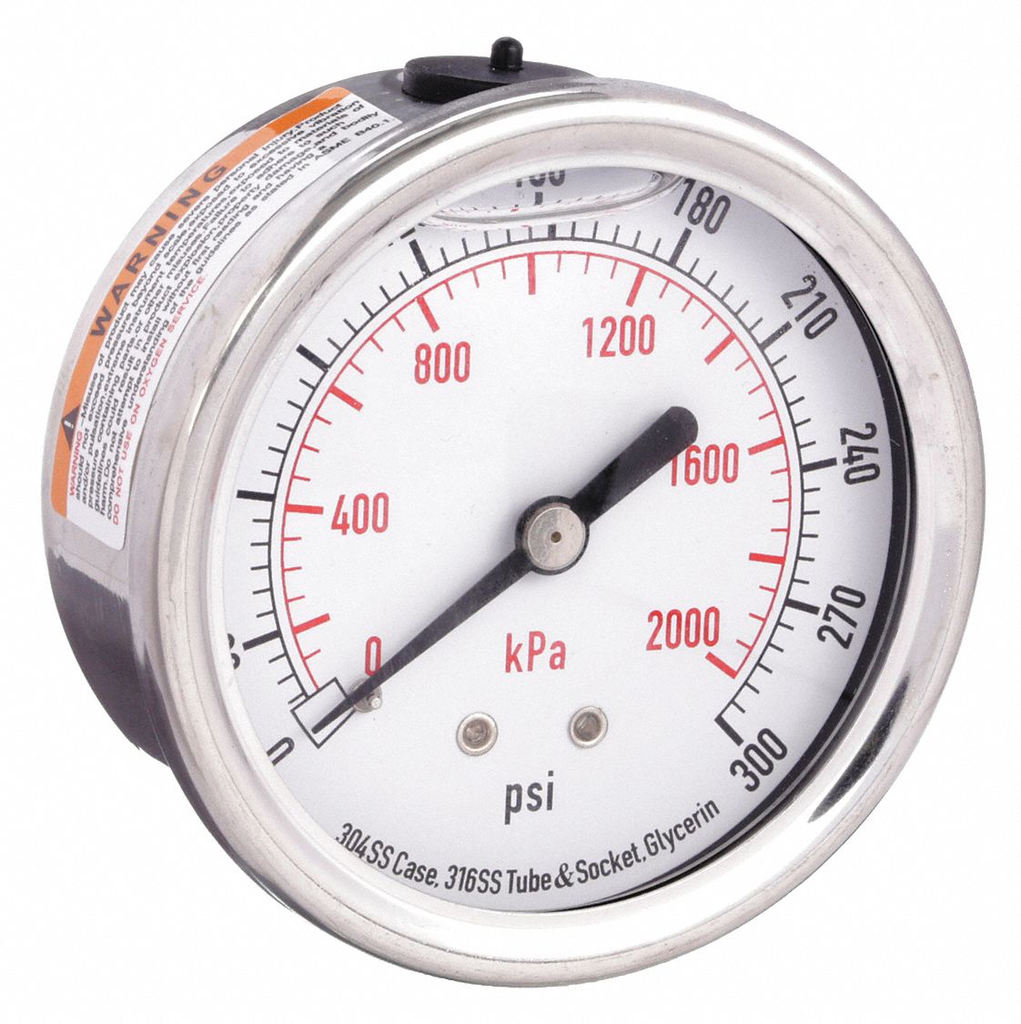 0 to 300 psi ( 0 to 2,000 kPa ), 2 1/2 in Dial, Commercial Pressure