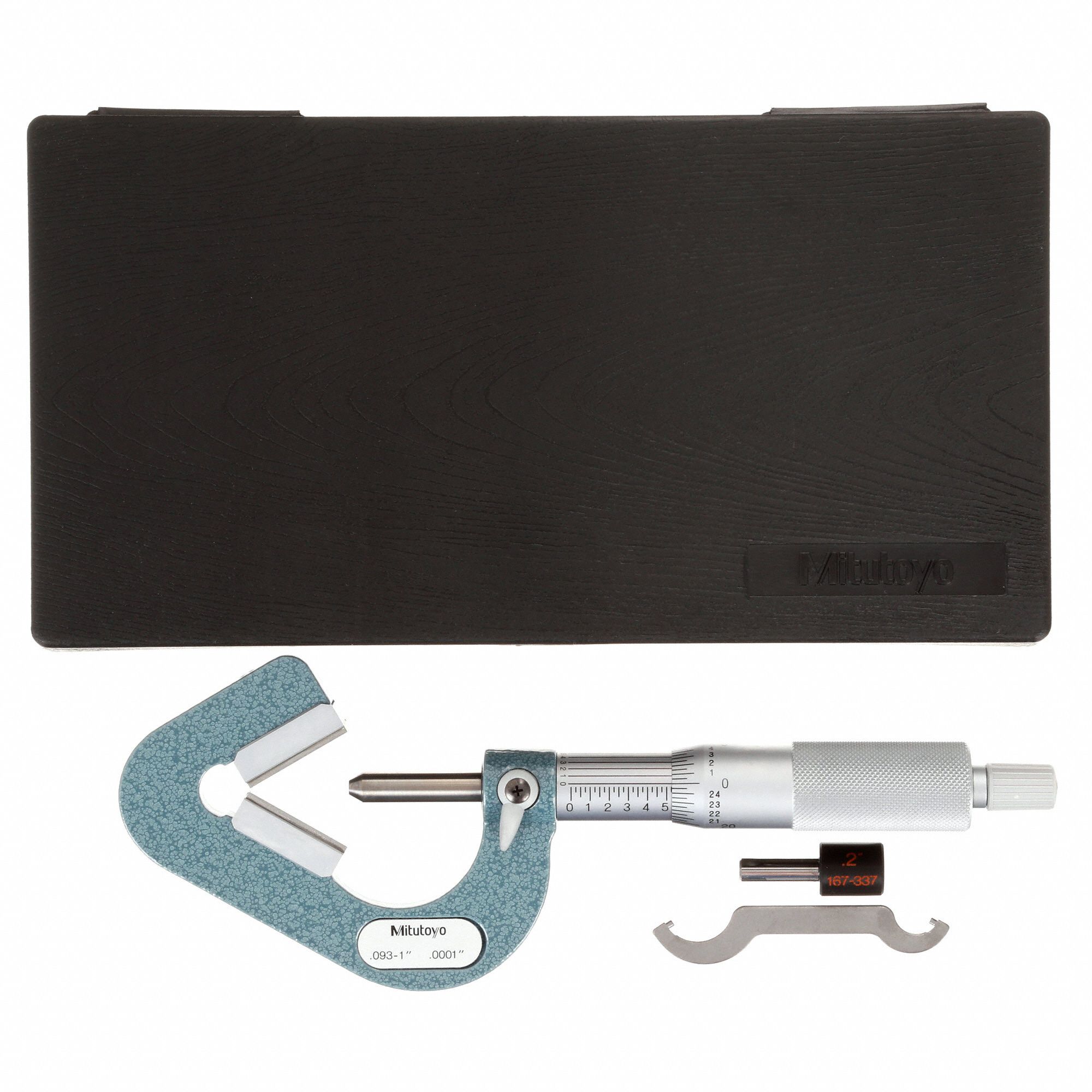 MITUTOYO Digital VAnvil Micrometer, Operation Type Mechanical, Range 0.09 in to 1 in 4CGE1