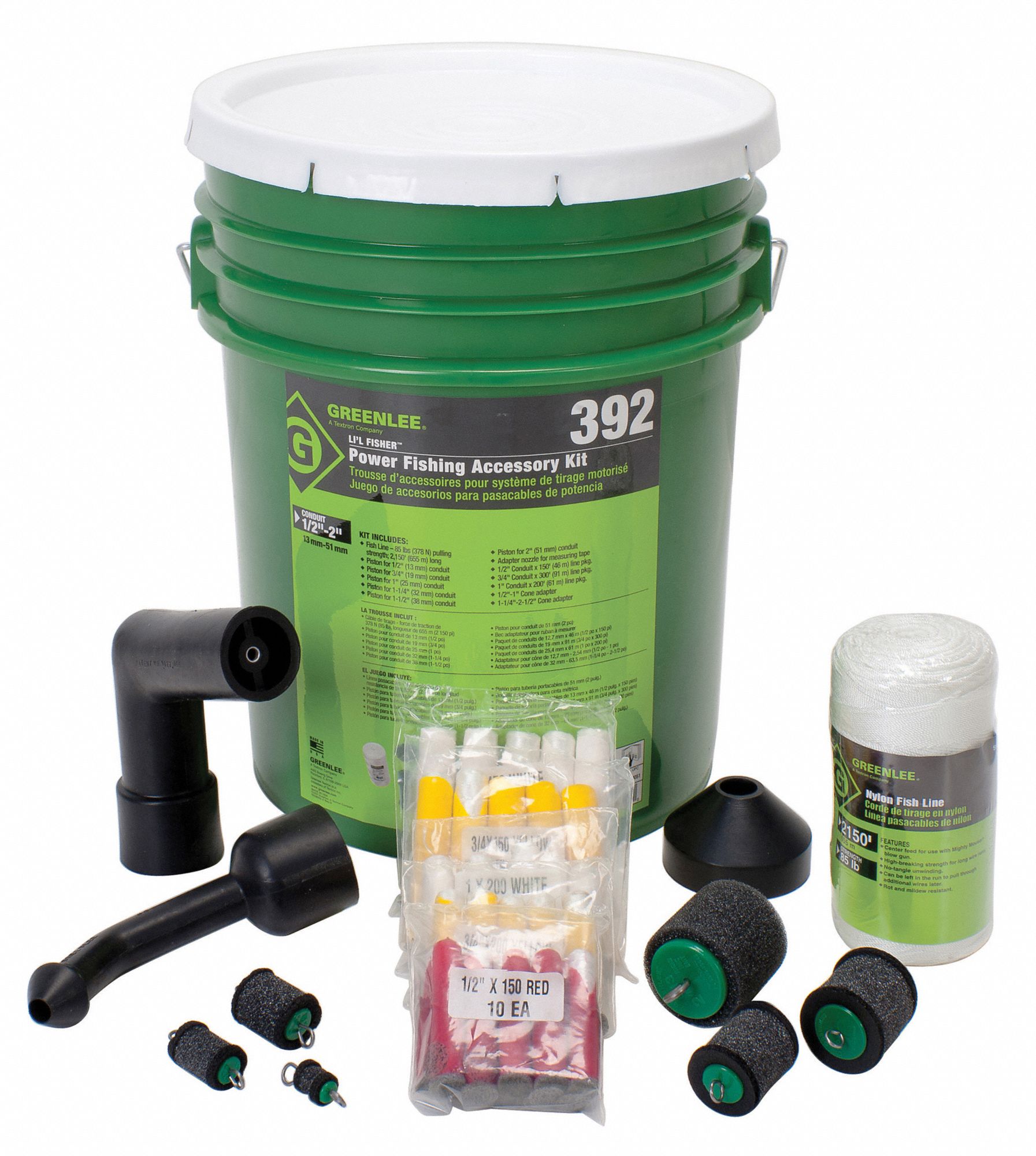 GREENLEE 1/2 to 2 in Conduit Power Fishing Accessory Kit; PK1 4CN25