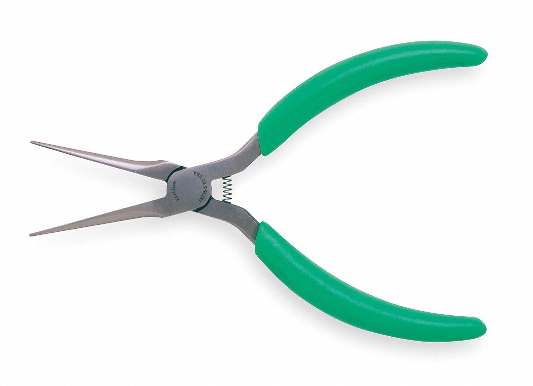 XCELITE Needle Nose Pliers, Jaw Length 1 3/4 in, Jaw Width 15/32 in, Jaw Bend 0°, Tip Width